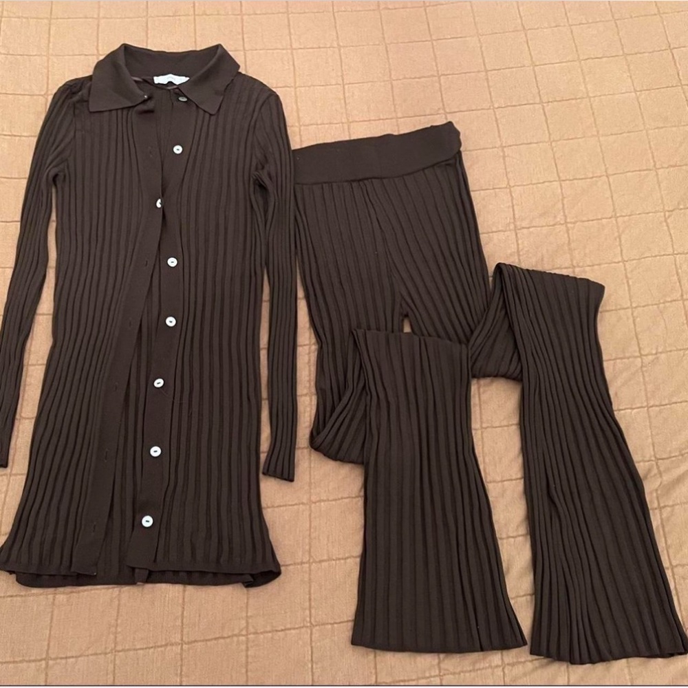 Mango brown ribbed set